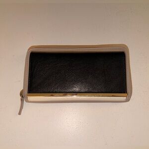 Black and Beige Wallet with Gold Accent